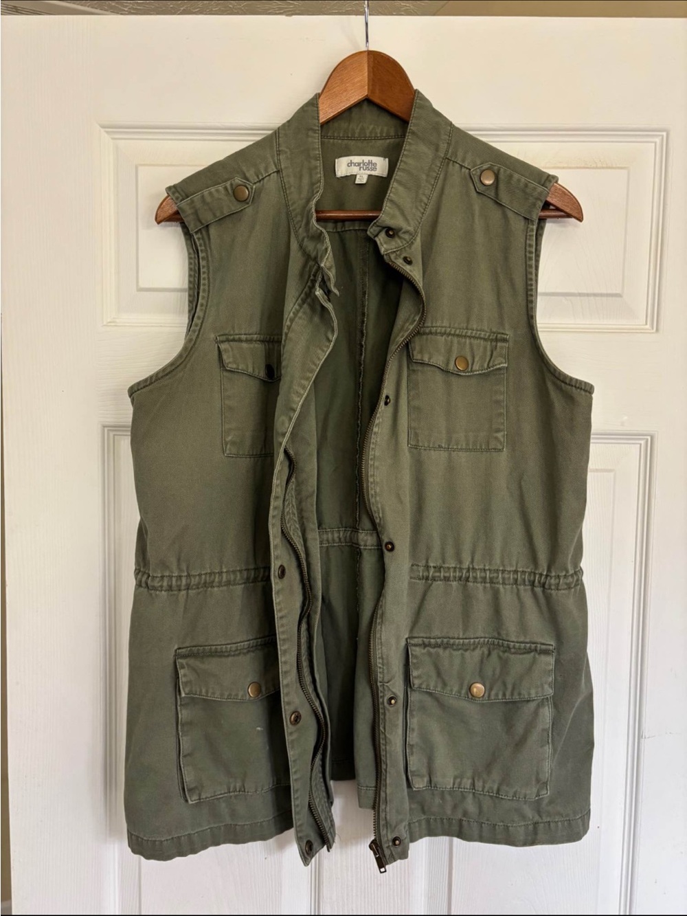 Charlotte Russe Olive Utility Vest with Front Pockets